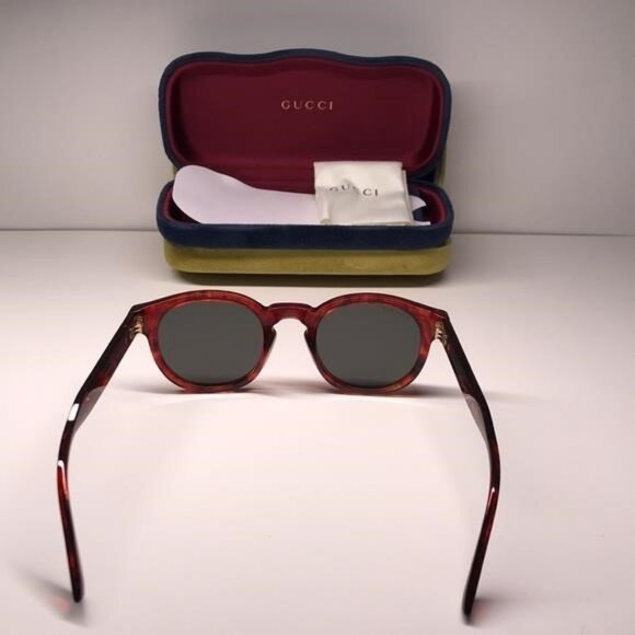 Gucci GG0825S 005 49 Havana Grey Round Sunglasses | New Authentic - Picture 3 of 15